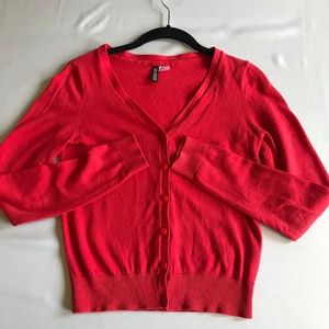 Divided Red Button Down Cardigan Sz Small